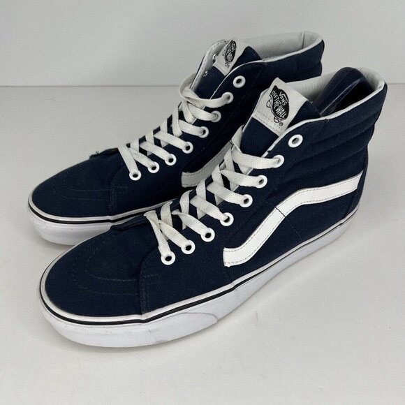 VANS Mens Sk8-Hi Skateboarding Shoes Navy Men's Sz 9 Women's Sz 10.5 Sneakers - Picture 1 of 10